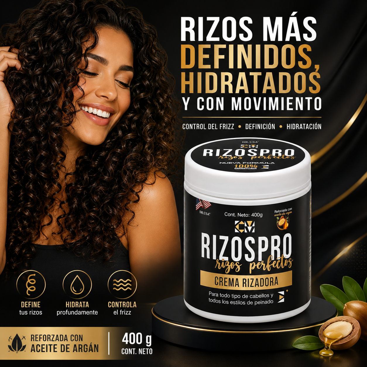 RIZOSPRO | CREMA DEFINIDORA E HIDRATANTE PARA RIZOS 400 G