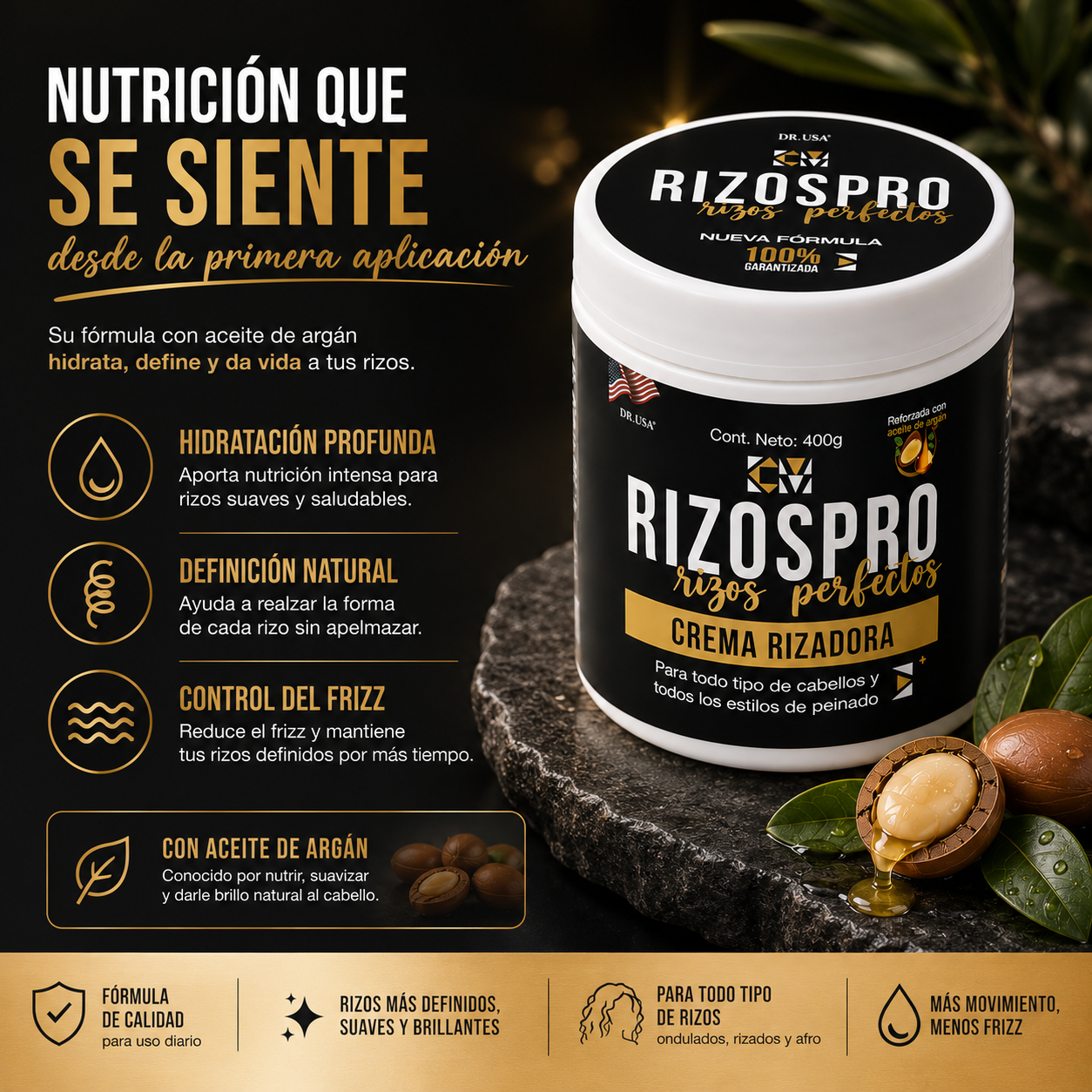 RIZOSPRO | CREMA DEFINIDORA E HIDRATANTE PARA RIZOS 400 G